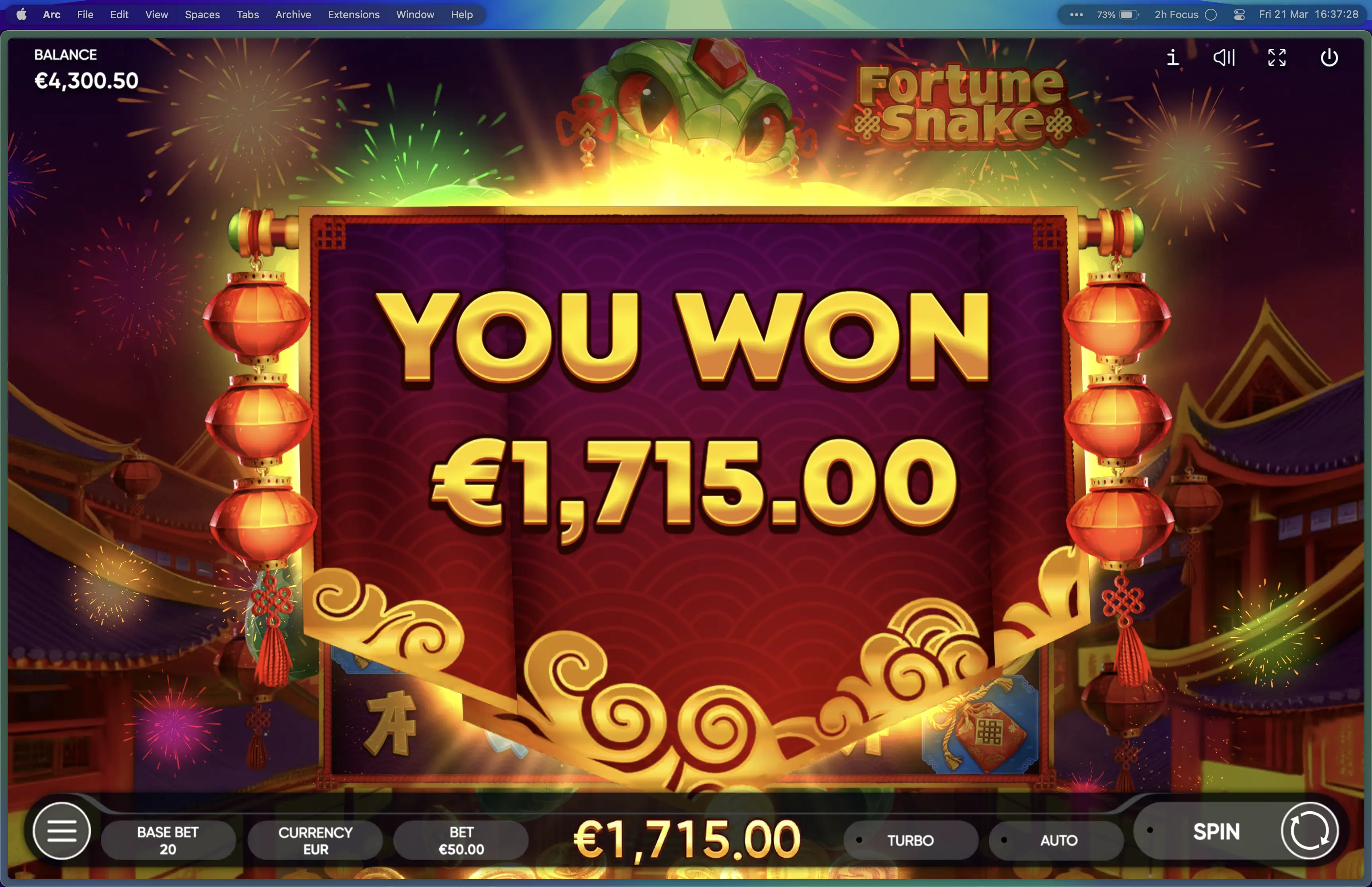 Fortune Snake slot bets