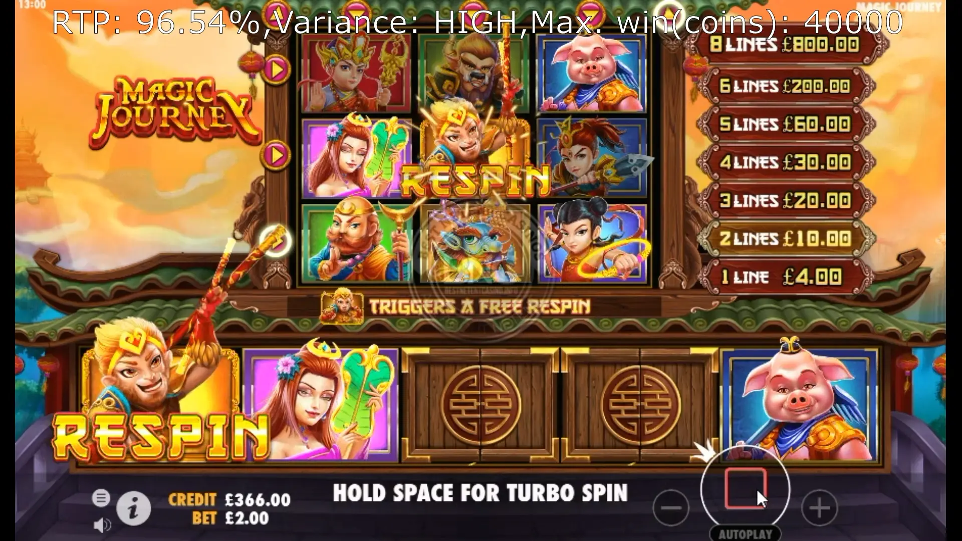 Magic Journey slot bets