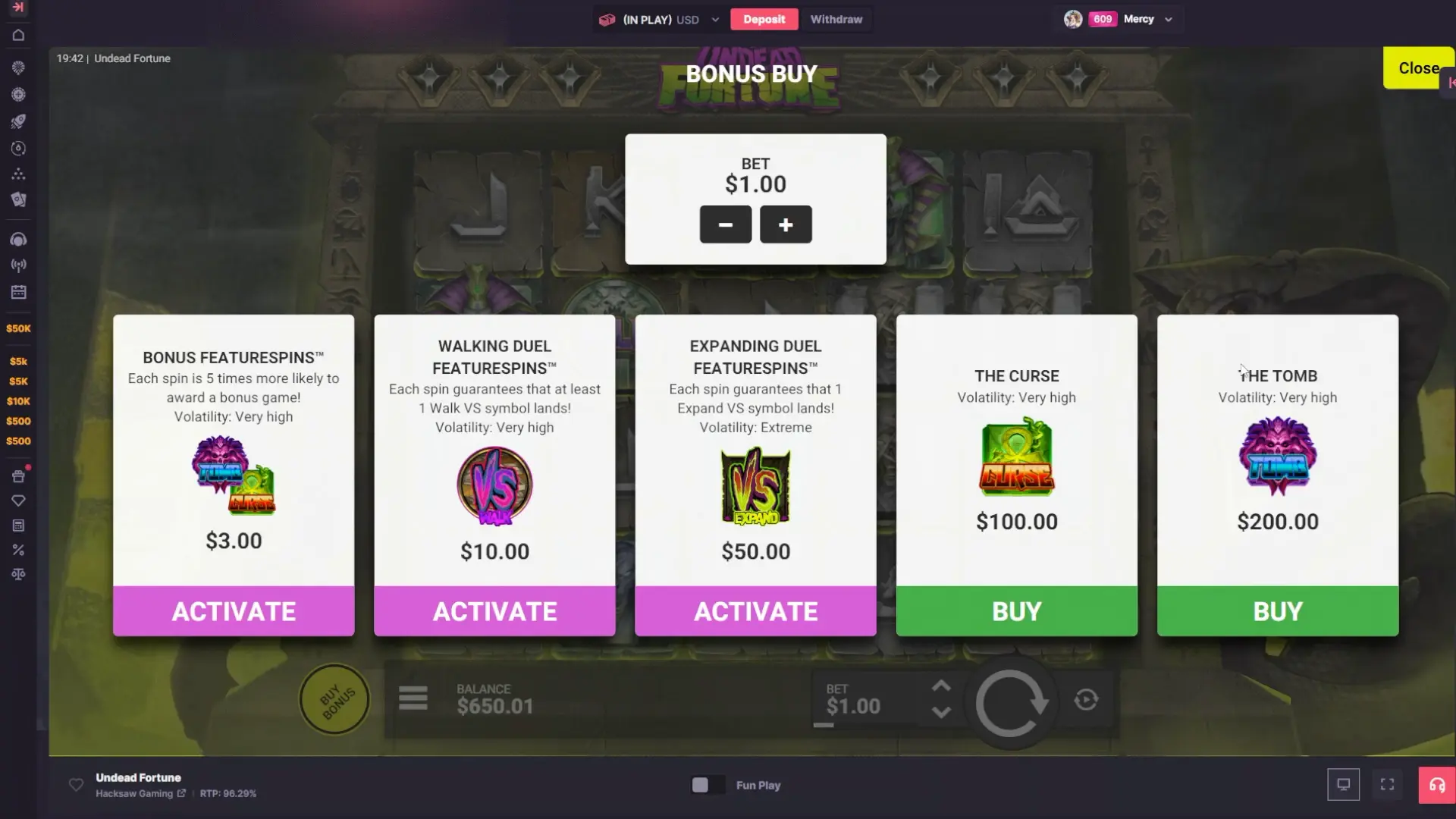 Online game Undead Fortune