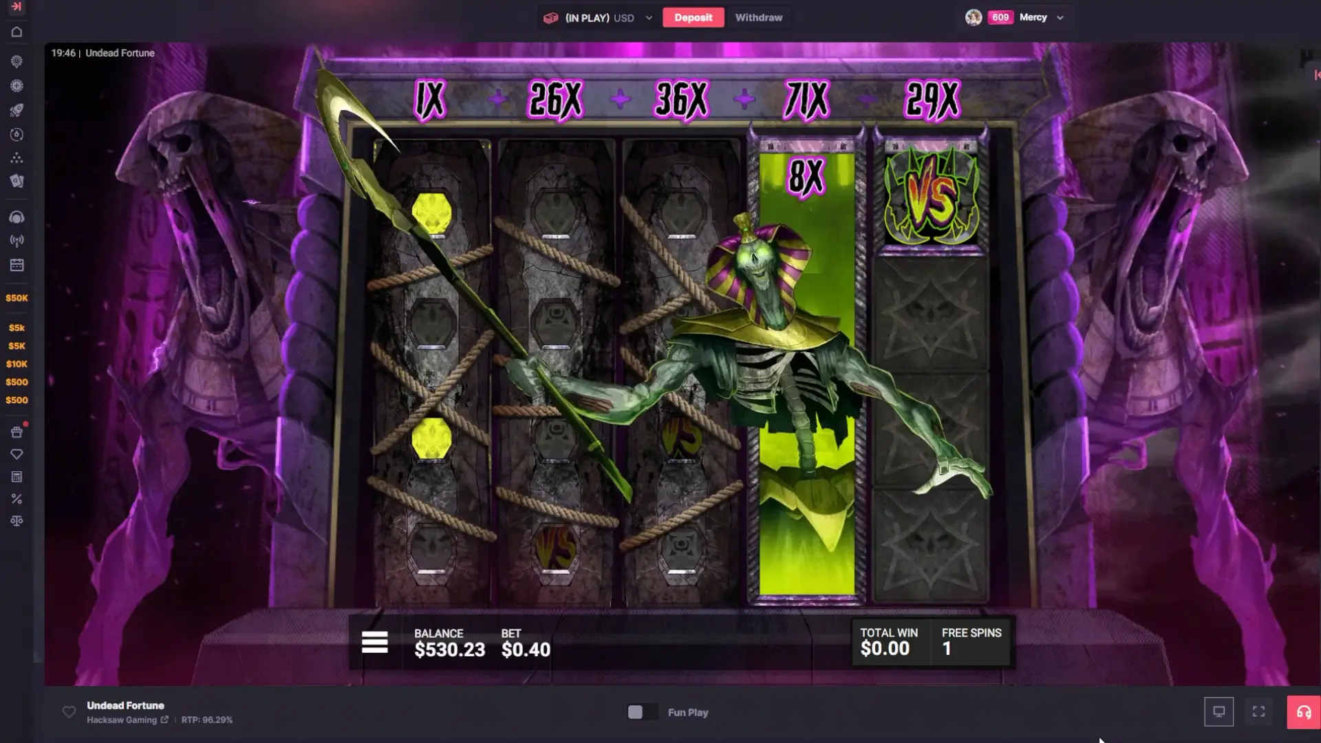 Undead Fortune slot bets