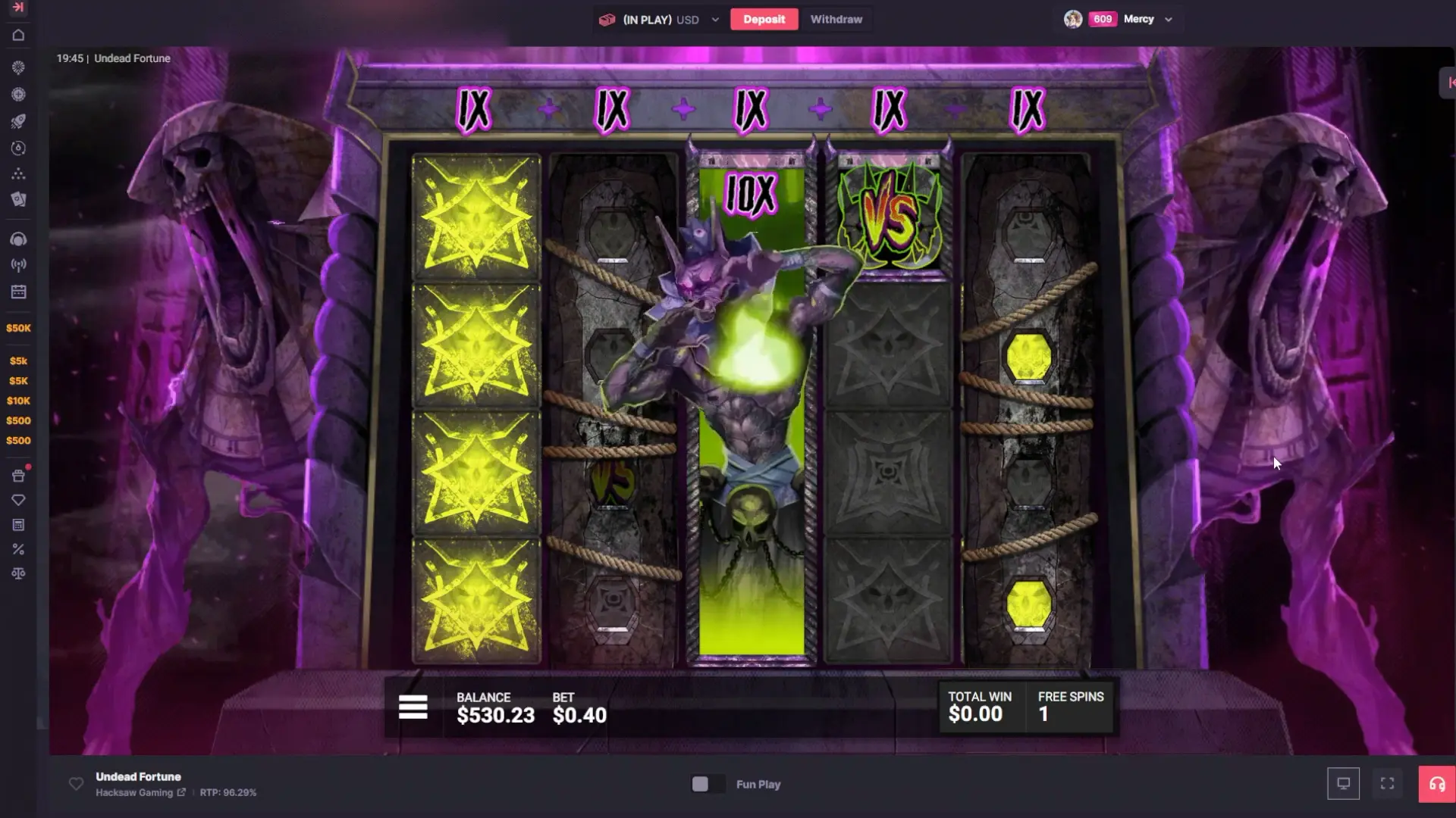 Play Undead Fortune bonuses